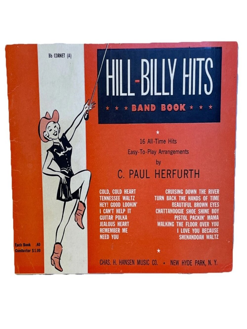 Hill-Billy Hits Band Book C. Paul Herfurth Bb Cornet 1952 Vintage Sheet Music